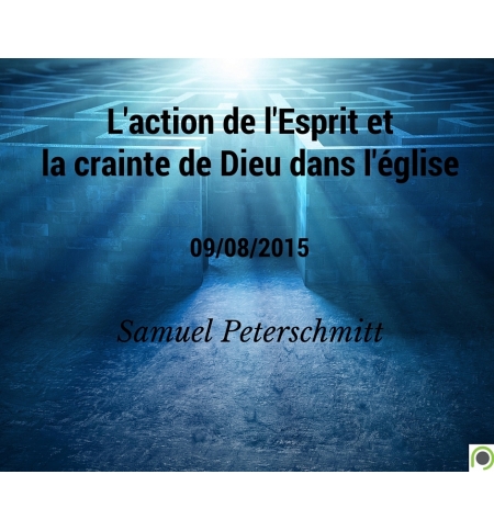 L'action de l'Esprit et la crainte de Dieu dans l'église - Samuel Peterschmitt - L'action de l'Esprit et la crainte de Dieu dans l'église - Samuel Peterschmitt -