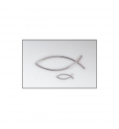 Autocollant 2 poissons relief argentée
