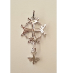 Pendentif croix huguenote - Argent 925% rhodié 27x15mm