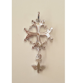 Pendentif croix huguenote - Argent 925% rhodié 27x15mm
