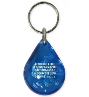 Porte-clés goutte d'eau bleue