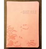 Bible souple similicuir Rose Arabesques, tranche blanche