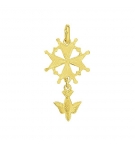  Pendentif croix Huguenote Plaque Or 3µm - 27x15mm