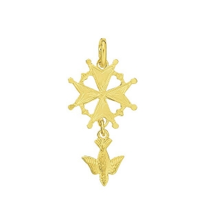  Pendentif croix Huguenote Plaque Or 3µm - 27x15mm