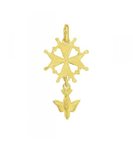  Pendentif croix Huguenote Plaque Or 3µm - 27x15mm