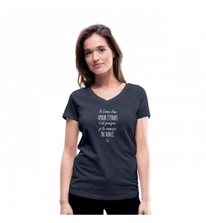 T-shirt manches courtes femme "Je t'aime d'un amour éternel" Bleu marine