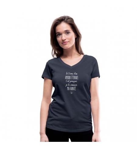 T-shirt manches courtes femme "Je t'aime d'un amour éternel" Bleu marine