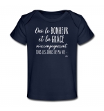 T-Shirt bébé manches courtes Bleu marine : Oui le bonheur et la grâce m'accompag