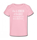T-Shirt bébé manches courtes Rose : Oui le bonheur et la grâce m'accompag