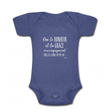 Body bébé manches courtes Bleu chiné : Oui le bonheur et la grâce m'accompag