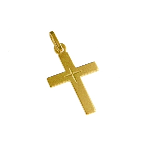 Pendentif croix lisse - Argent 925% Plaqué Or 3µm - 20mm