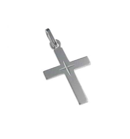 Croix lisse - Argent 925% rhodié - 20mm