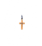 Croix ICTUS sur cordon - bois d'olivier/bleu - 3cm