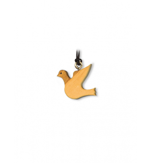 Pendentif colombe sur cordon - bois d'olivier - 24mm
