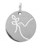 Médaille Colombe de Paix - argent 925% rhodié ø 18mm
