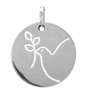 Médaille Colombe de Paix - argent 925% rhodié ø 18mm