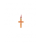Croix ICTUS sur cordon - bois d'olivier/rouge - 3cm