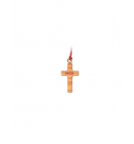 Croix ICTUS sur cordon - bois d'olivier/rouge - 3cm