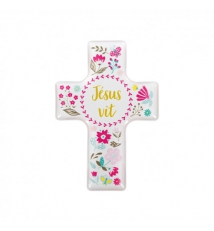 Magnet décoratif Croix "Jésus vit"