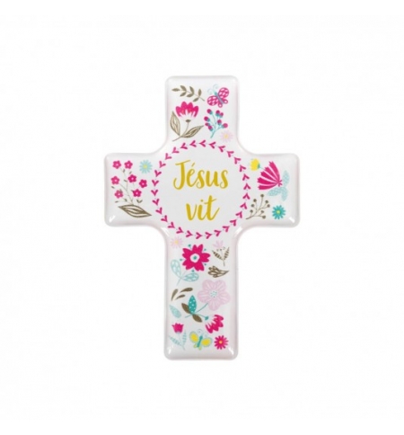 Magnet décoratif Croix "Jésus vit"