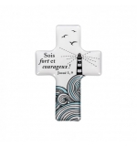 Magnet décoratif Croix "Sois forts et courageux"