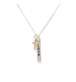 Collier avec croix dorée et plaque "Love"