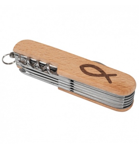 Couteau de poche en bois d'hêtre (11 fonctions)