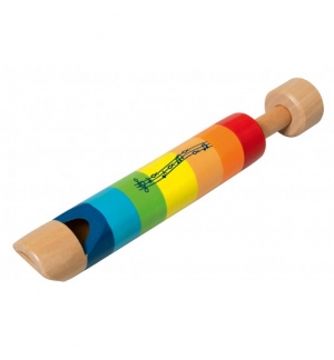 Flûte à piston en bois Arc-en-ciel, notes de musique et ichtus