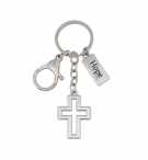 Porte-clés croix avec pendentif métal Hope et mousqueton