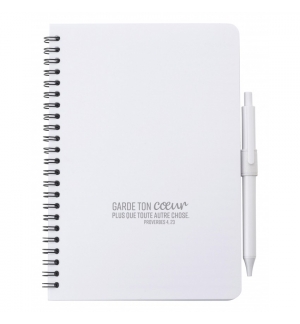 Carnet de note blanc, surface antibacterienne et stylo