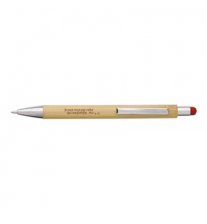 Stylo à bille tactile en bambou gravé avec texte