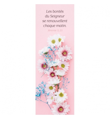 Signet Bouquet de fleurs blanches sur fond rose Signet Bouquet de fleurs blanches sur fond rose