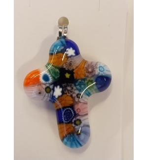 Croix pendentif murano - 30mm/assorti