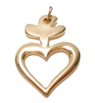 Croix pendentif avec coeur/doré - 31x25mm