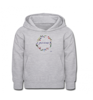 Sweat-shirt ENFANT GRIS à capuche  - Précieuse !