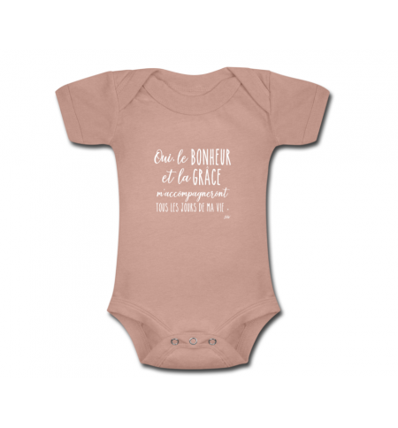 Body bébé manches courtes Pèche : Oui le bonheur et la grâce m'accompag