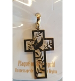 Croix pendentif Colombe/rameaux découpé - argent 925% plaqué or- 18x30mm