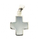 Pendentif croix nacré bleu - Argent 925% rhodié- 14mm