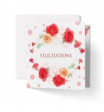 Carte Félicitations Couronne de roses sur fond blanc