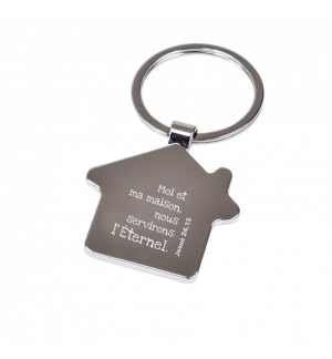 Porte-clé maison en métal et bambou