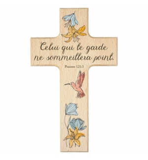 Croix en bois d'hêtre "Mot d'ordre 2023"