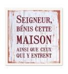 Céramique vintage "Bénis cette maison" 10X10cm