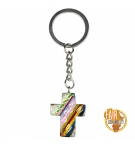 Porte-clé "Croix" en pierre ollaire multicolore