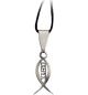 Pendentif Ichthus/découpé - lacet en caoutchouc - 25mm/inox