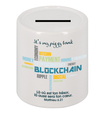 TIRELIRE CERAMIQUE PIGGY BANK LA OU EST TON TRESOR…MATT.6.31 