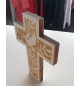 Croix murale bois - colombe avec palmier - 18cm
