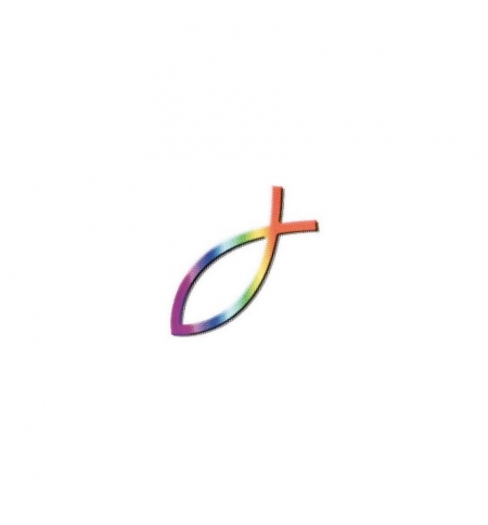 Autocollant Ichtus arc en ciel 9cm