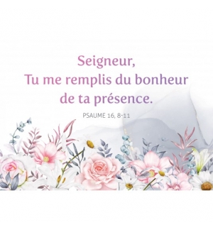 CARTE avec verset Fleurs en aquarelle sur fond blanc