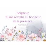 CARTE avec verset Fleurs en aquarelle sur fond blanc
