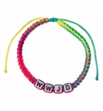 Bracelet en textile arc-en-ciel avec les lettres "WWJD"